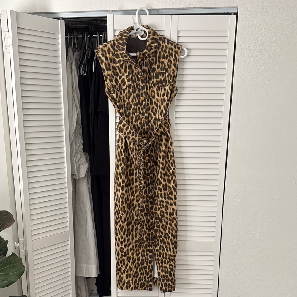 Leopard Print Sleeveless Maxi Dress